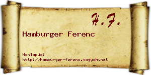 Hamburger Ferenc névjegykártya